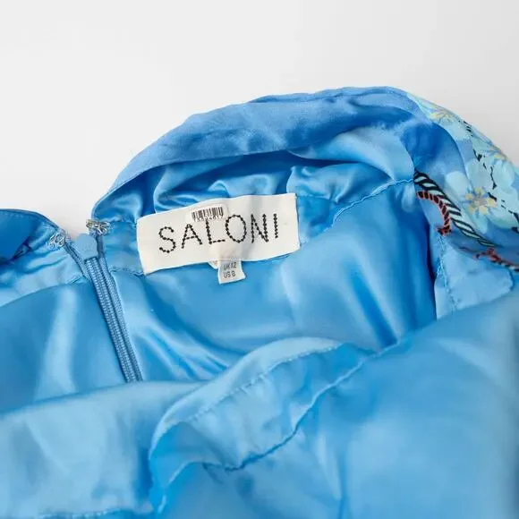 SALONI Fleur Midi Dress in Sky Flourish Plmt - Picture 6 of 10